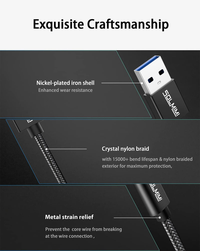 USB C Female to USB Male Adapter 4FT, SOLMIMI Double-Sided Type C to USB 3.0 Male Adapter with 5Gbps High-Speed Data Transmission for Laptop, Charger, Power Bank, U Disk 120CM/4FT