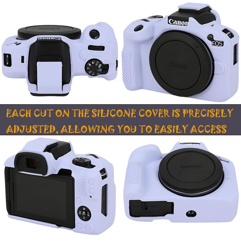 Case for Canon EOS R50, EOS R50 Camera Silicone Protective Case, Lightweight, Anti-Scratch Slim Fit Soft Skin, EOS R50 Accessories, AEXUTDA Bag for EOS R50 Mirrorless Vlogging Camera - Purple