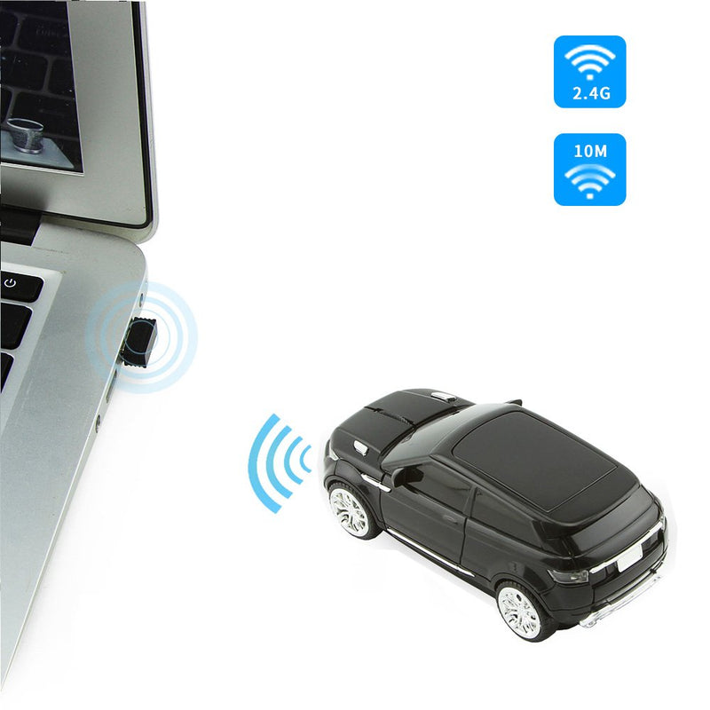 3C Light Car Mouse Wireless 2.4GHz Cool Sport SUV Car Shape Mouse Optical Mice 1600 DPI with USB Receiver Suitable for PC/Computer/Laptop (Black)