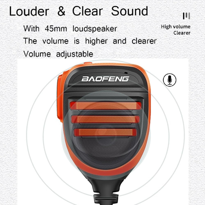 2 Pack BAOFENG BF-F8HP Microphone Speaker Dual PTT Handheld Mic Waterproof Upgrade of Original BF Mic for GMRS Ham Radio 2Pin K Orange Compatible with UV-K5 UV-82 UV-S9 Plus UV-17R P15UV