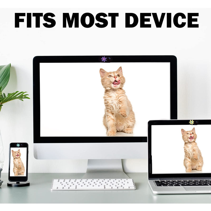 Laptop Camera Cover Slide Webcam Cover for Privacy Fits for Mini PC, PC, Surface, Tablet, Desktop Computer, Smart phone - 3 Packs, Flower
