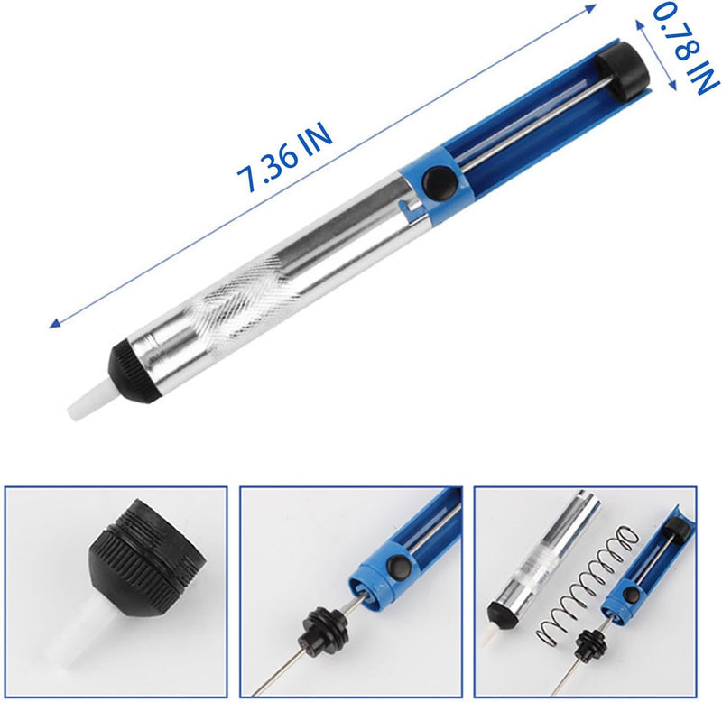 Desoldering Pump Set, Desoldering Pump and 2 Desoldering Wires, Desoldering Wick, 2 Pieces Desoldering Wick, Solder Suction Vacuum Pump Solder Removal Tool (2.5 mm x 1.5 m and 2.5 mm x 3 m)