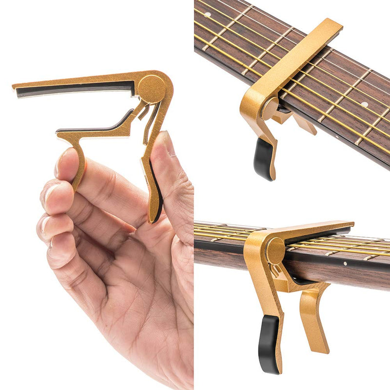 Guitar Capo for Acoustic and Electric Guitars with 6 String Aluminum Material Acoustic Electric Tools Colorful - Gold Yellow
