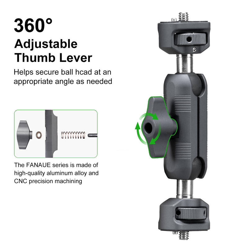 [AUSTRALIA] - FANAUE Mini Articulating Arm Mount Camera Accessories Compatible with 1/4"-20 to 1/4"-20 Connectors (with Locating Pins) Aluminum-Built Arm Offers Flexibility Connectors 