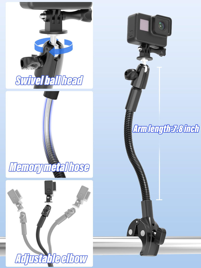 [AUSTRALIA] - Go Pro Kart Mount, Super Clamp Kart Holder with 360° Rotaring Ball Head, Goosenck Karting Camera Mount with 1/4" Screw for go pro/Insta 360/DJI 
