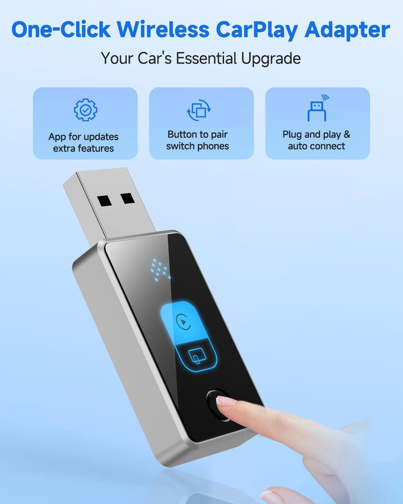 2026 Wireless CarPlay Adapter for iPhone & Android Auto 2-in-1 Dongle | One-Touch Switch for Carplay & Android Auto Convert, Plug & Play, Easy setup, Fast & Stable Auto Connect