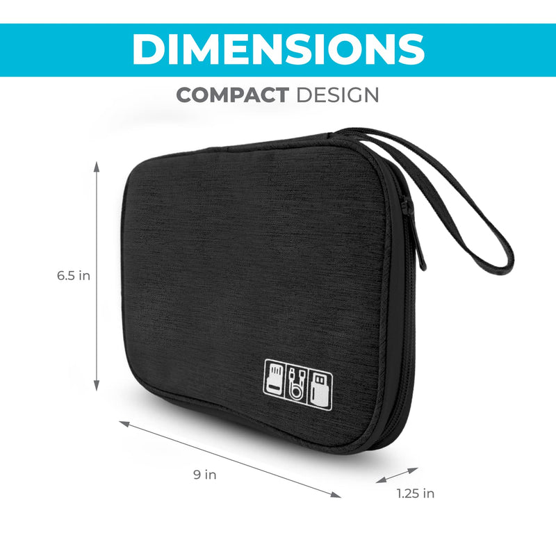 Electronics Charger Organizer - Travel Cable Case for Cords, Chargers, and Tech Accessories Black 1