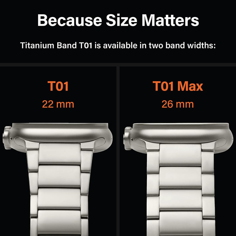 KORDIZ Titanium Watch Band T01 Max - Fits Apple Watch ULTRA 3 & ULTRA 2/1 (49mm) - Adjustable Titanium Apple Watch Band with Secure Clasp - Premium Color Matching Band (T01 Max | ULTRA Silver) T01 Max | Natural Titanium