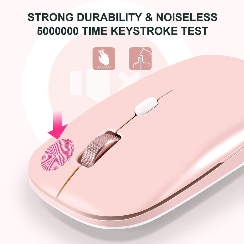 Wireless Mouse, PINKCAT 2.4G Slim Silent Cordless Mouse with USB Receiver, 3 Adjustable DPI Portable Optical Wireless Computer Mice for Laptop, PC, Notebook, Computer, Deskbtop, MacBook - (Pink) pink