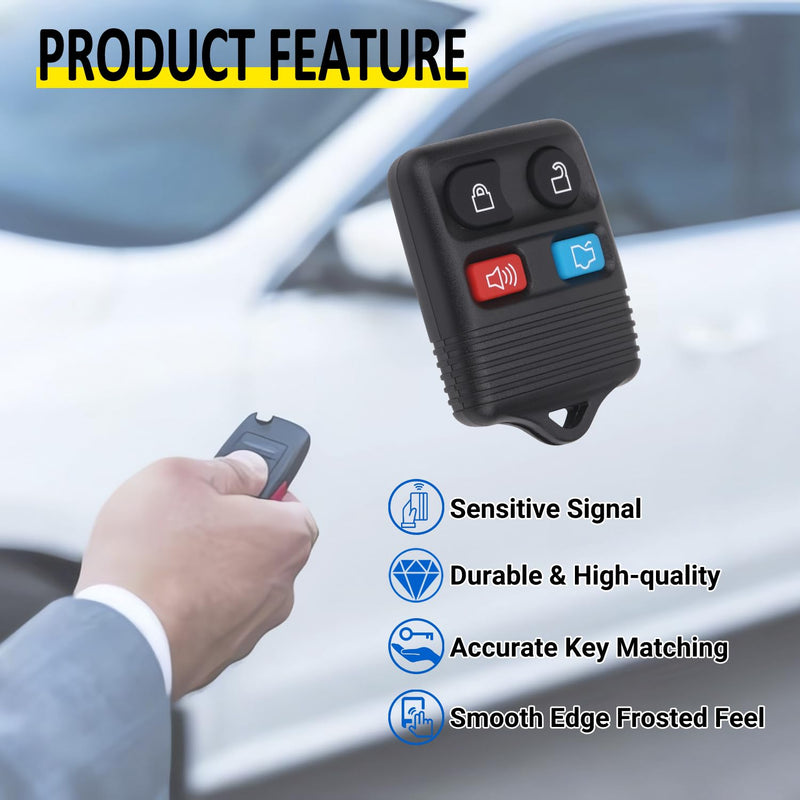 Keyless Entry Remote Key Fob Compatible with Ford Escape Explorer Expedition Focus Fusion Mustang Taurus, Lincoln, Mercury, Mazda, Replacement for CWTWB1U345, 4 Button (Pack of 2)
