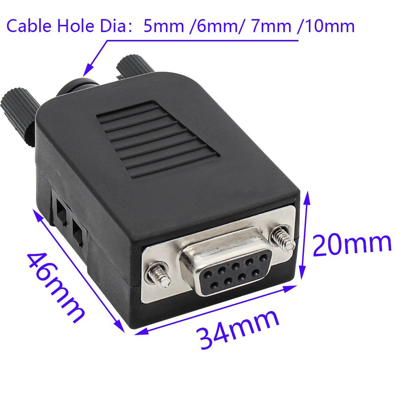 DB9 Breakout Connector DB9 RS232 D-SUB Female and Male Adapter 9-pin Port Adapter to Terminal Connector Signal Module with case(Female Connector,Male Connector DB9 5+5 with case )