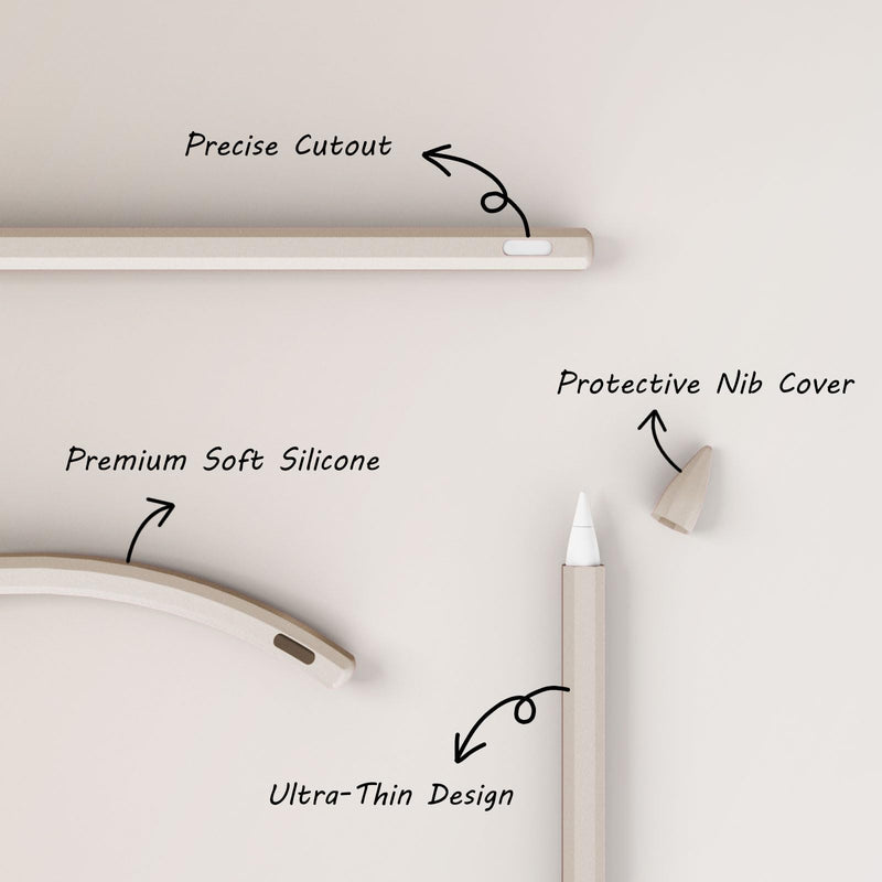KELIFANG Silicone Case Sleeve Cover Compatible with Apple Pencil 2nd Generation, Protective Skin Holder Grip and Tip Cap Accessories for iPad Pro 11/12.9 inch, Starlight