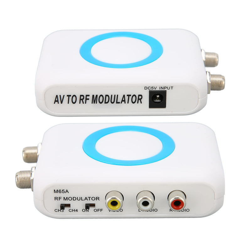 M65A‑NTSC RF Modulator, NTSC TV Link Modulator AV to RF Converter, VHF Demodulator Converter with Output Channel Selectable, for CATV System