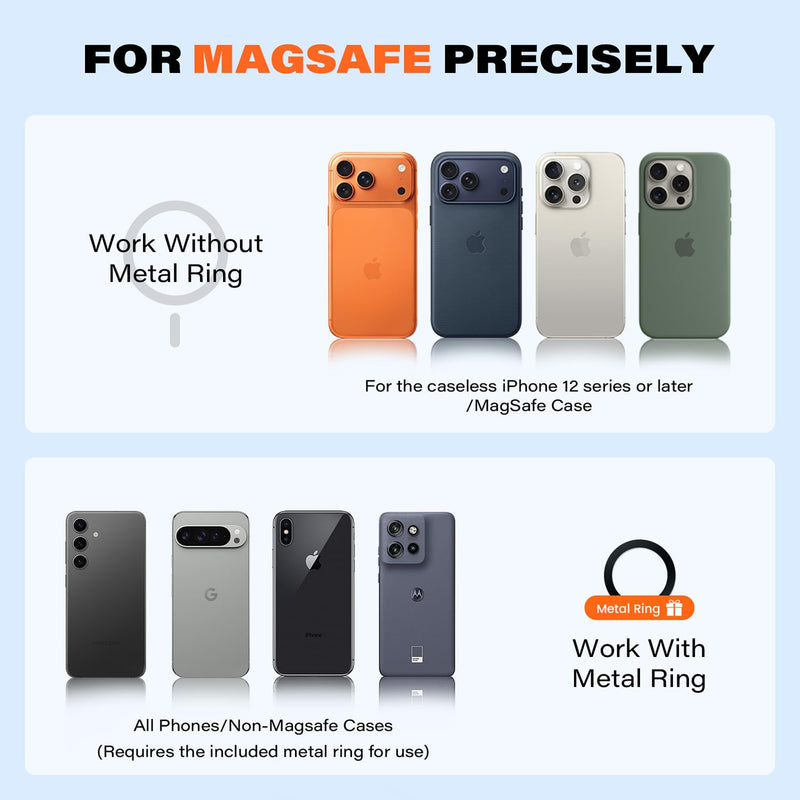 APPS2Car Magnetic Car Mount for MagSafe, Dashboard and Windshield Holder | With Telescopic Arm, Magnetic Phone Holder for Your Car, Designed for iPhone MagSafe Case Dark Black