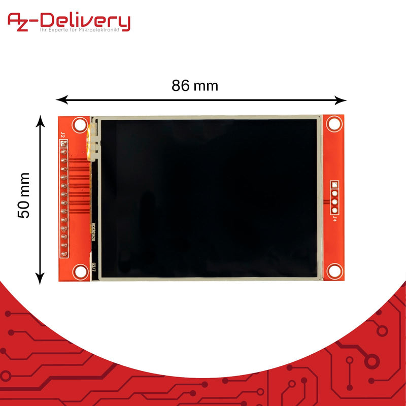 AZDelivery 2.8 Inch LCD TFT Touch Display - Compatible with Arduino and Raspberry Pi - 320 x 240 Resolution, ILI9341 Driver, SPI Interface 1