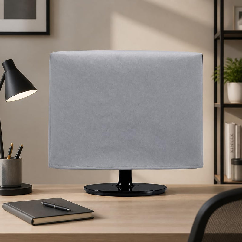DigitalDeckCovers Computer Monitor Dust Cover, 22 to 24 Inch | Multiple sizes, Flat Screen Protector, Antistatic, Water Resistant, Heavy Duty Premium Fabric, Silver Fits 22 to 24" LCD