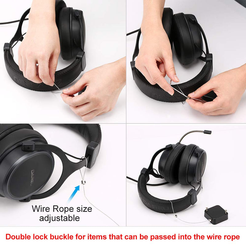 Retractable Cable Lock with Cable Tethers Customizable Cable Tether Stop Lost of Conference All Kinds Adapters and Safety Lock for All Kinds of Exhibits Such As Earphone.,Glasses,Watches. Black 1