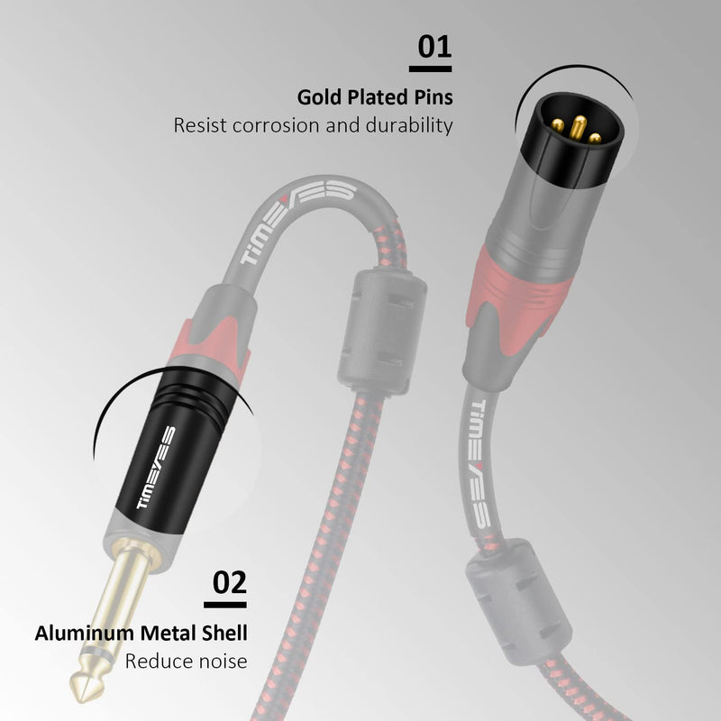 10M 1/4 Inch TS to Male XLR Unbalanced Cable, 33FT Male 6.35mm TS Plug to XLR 3-Pin Male Audio Cable, Microphone Cable XLR to Quarter Inch 6.5mm Patch Cable Cord Jack 1/4 to XLR 10M/33FT