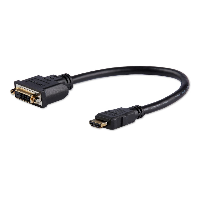 StarTech 10-Pack 8in HDMI to DVI-D Cable, Black (HDDVIMF8IN10PK) | DVI-D to HDMI (1920x1200p), HDMI Male to 24 Pin DVI-D Female, Digital Monitor Adapter Cable Male to Female, Cord, Black, 20cm