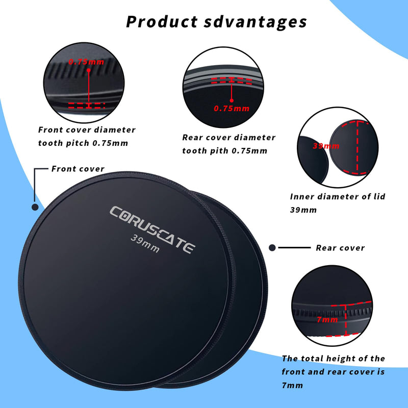 [AUSTRALIA] - 39mm Metal Filter Cap,Lens Cap,Compatible with All Any 39mm with Camera Thread Lens and 39 mm ND,CPL,UV Filter Accessory.(Front Cover+Rear Cover)+Lens Cleaning Cloth 