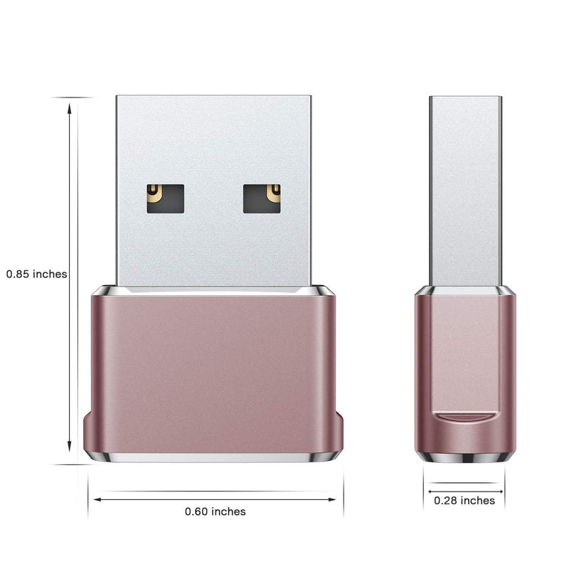 USB C Female to USB Male Adapter 3Pack,Type A Charger Cable Converter for Apple iWatch Watch Series 7 SE,iPhone 11 12 13 Pro Max,Airpods,iPad 8 8th 9 9th Air 4 5 5th 2022 4th Mini 6 6th Generation Gen Pink