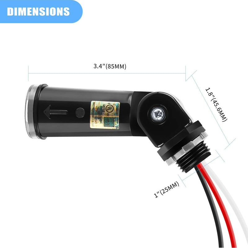 Greluma 2Pcs Dusk to Dawn Photocell Sensor Switch Photoelectric Switch Waterproof IP65 Photocell for Outdoor Lights 110V 120V 220V 240V Input