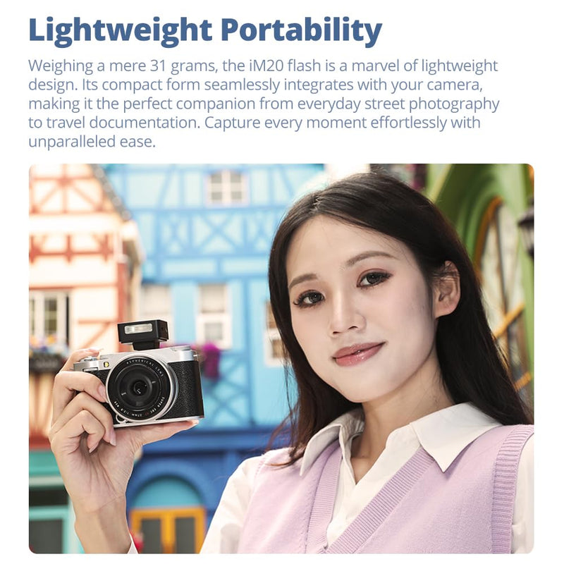 Godox iM22 Mini Flash for Camera, with Built-in Battery | GN10, USB-C Charging, 5 Power Levels, 440 Full-Power Flashes for Fuji Sony Nikon Canon Olympus Camera (iM22 White) iM22 White