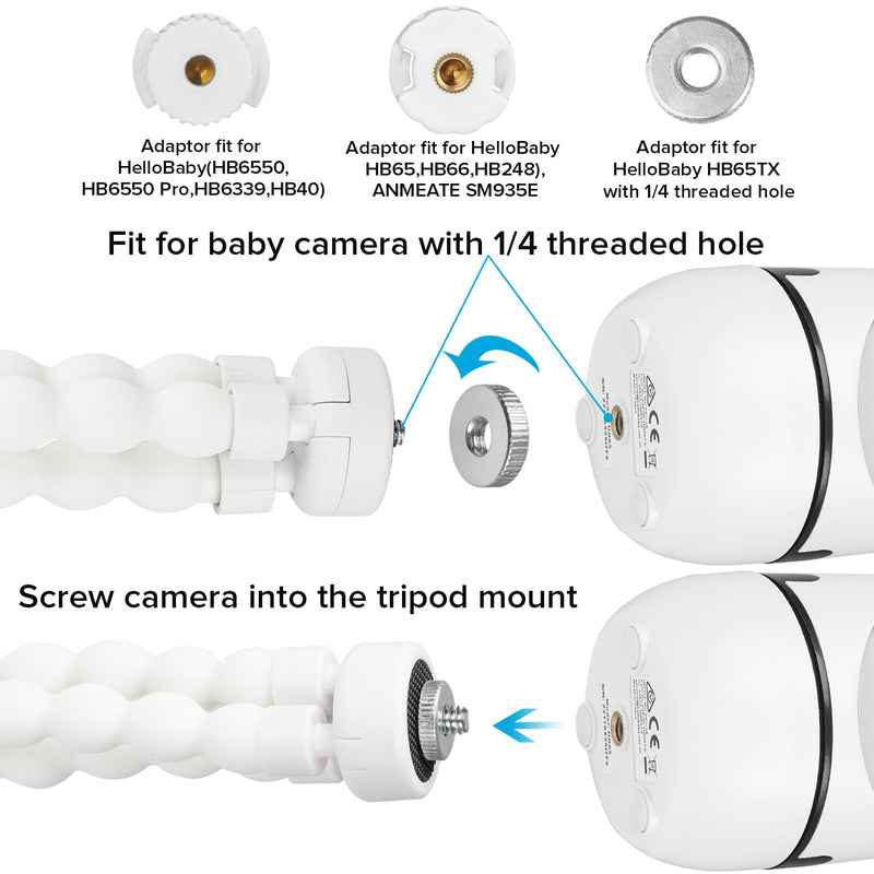 Tripod Baby Monitor Mount for HelloBaby HB65/HB40/HB6550/HB66/HB6339/HB6550 Pro, ANMEATE SM935E, Flexible Baby Camera Mount Attach Your Camera Wherever You Want