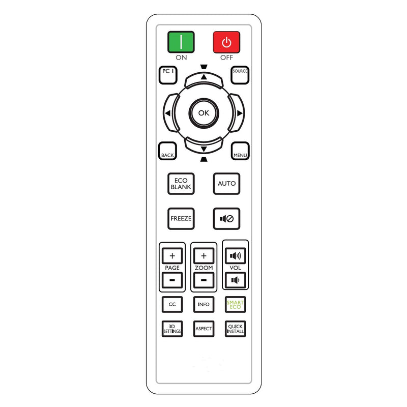 INTECHING 5J.JG706.001 Projector Remote Control for BenQ RCX013, MH530FHD, MH534, MH606w, MS521H, MS524AE, MS531P, MW526AE, MW533, MW605w, MX532P, MX604, MX604w, TH534, TW533, MS535A, MW535A, MH5353A