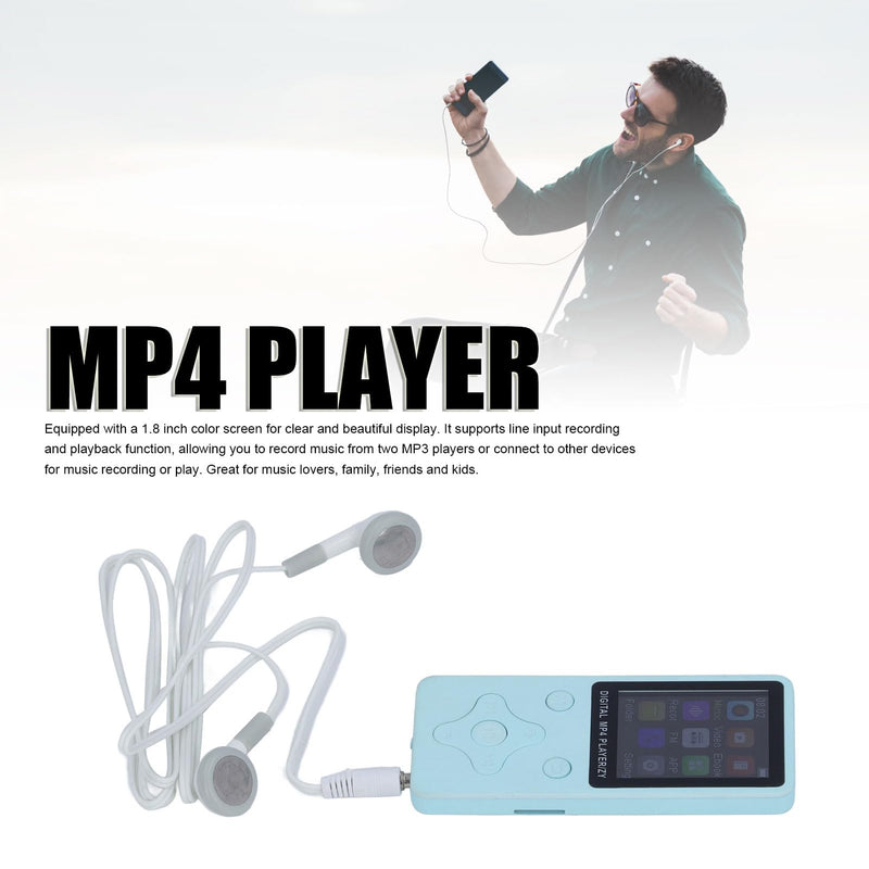64GB MP3 Player, HiFi Lossless Sound Portable MP3 Player with 64GB Memory, 1.8 Inch LCD Screen Bluetooth Music Player with FM Radio E Book Voice Record Function (Blue) Blue