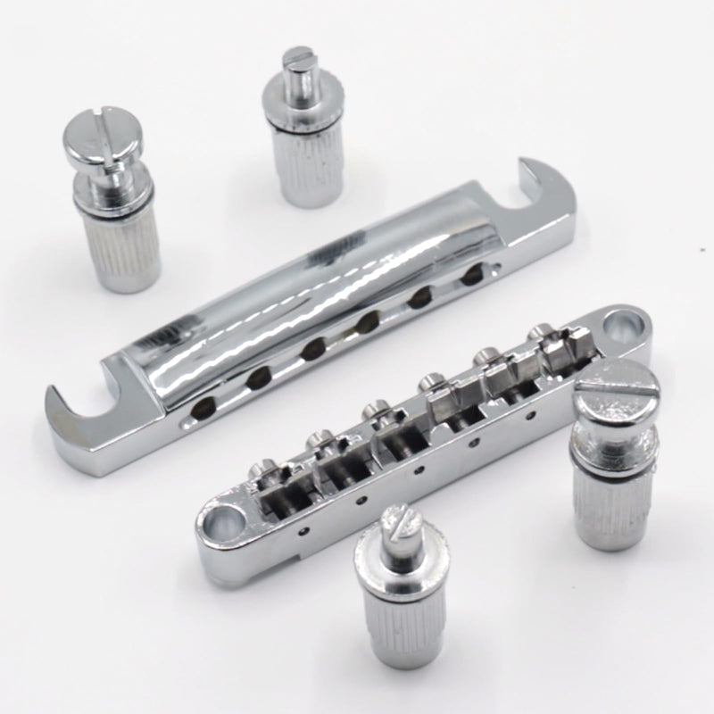 1 Set Silver Metal Tune-O-Matic Electric Guitar Bridge and Tailpiece for Enhanced String Stability, Replacement Electric Guitar Parts Ideal for SG Les Paul LP Guitars