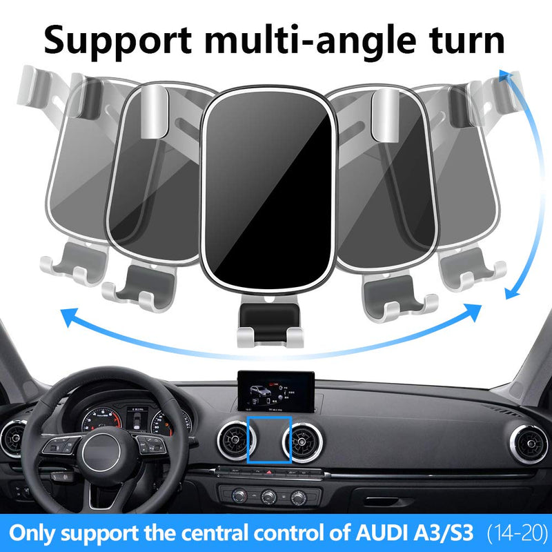 LUNQIN Car Phone Holder for Audi A3 S3 RS3 8V 2014 2015 2016 2017 2018 2019 2020 Auto Interior Accessories Best Phones Mount Cell Cellphone Mobile Cradle Charging Navigation Bracket Air Vent Accessory