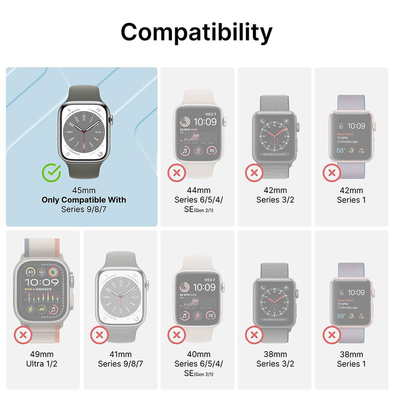 Catalyst Active Defense Case Designed for Apple Watch Series 9/8/7 45 mm, Drop Proof 10ft, Shock & Scratch-Resistant, Sport Band, Breathable, Rugged (Stealth Black)