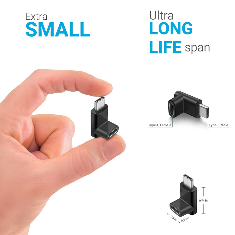 URWOOW Right Angle Type C USB 3.1 Adapter Extension 90 Degree Male to Female Right & Left Angled Extension (2 Pack) 2 pack
