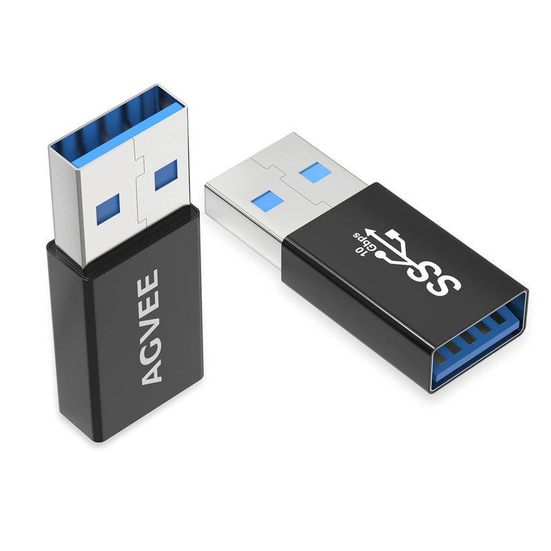 AGVEE [4 Pack] USB-A 3.0 Female to USB-A 3.0 Male Adapter, USB 3.0 Converter Coupler Extension Extender Connector, Black