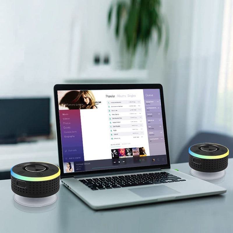 [AUSTRALIA] - Bluetooth Shower Speaker, Portable Speaker Bluetooth 5.3 with Suction Cup, Wireless Speakers Waterproof IP7, RGB Lights, Built-in Mic, Small Speakers for Bathroom, Party, Beach, Pool 2025 new, Black 