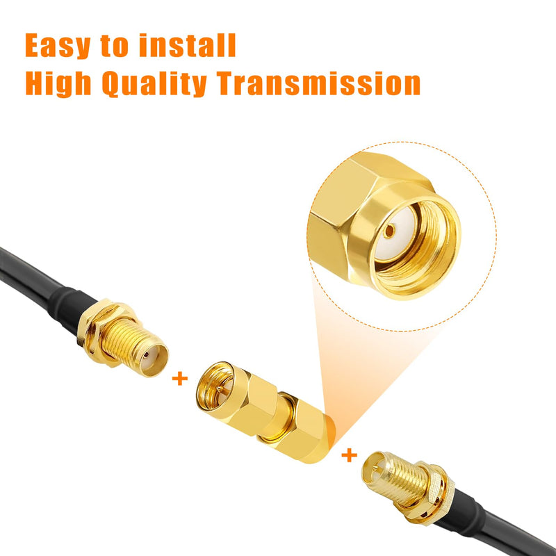 KUOQIY SMA Male to RP-SMA Plug Connector, RF Coaxial Adapter, for 2G 3G 4G LTE Antenna, Router, Pack of 5 SMA Male to RP-SMA Male