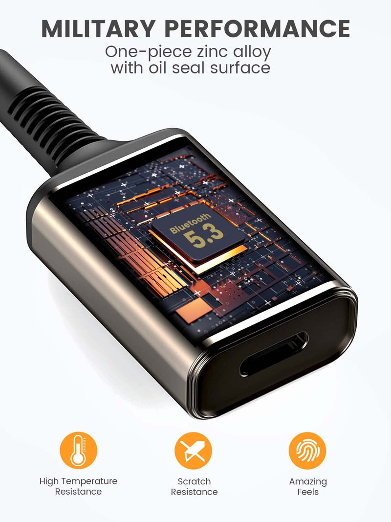 [AUSTRALIA] - MaedHawk Portable Bluetooth 5.3 Wireless Audio Receiver, Rotatable 3.5mm Adapter for Car Home Stereo Speaker Wired Headphones, Hands-Free Calls 