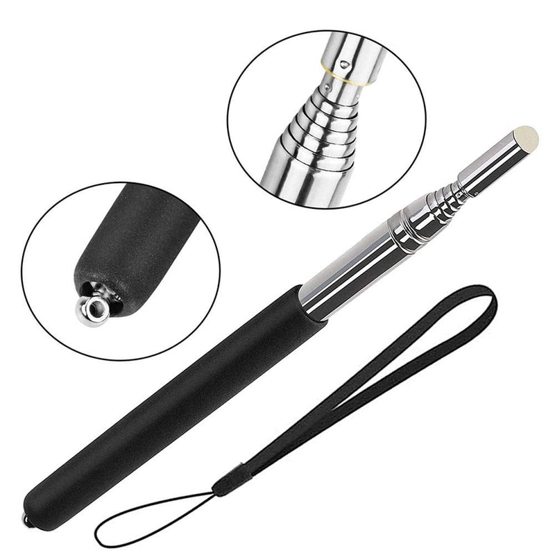 VOVIGGOL Telescopic Teacher Pointer Stick with Hand Lanyard, Teaching Pointer for Classroom, Hand Pointer Extendable Pointer Stick Retractable Pointer Handheld Whiteboard Pointer (Black) Black