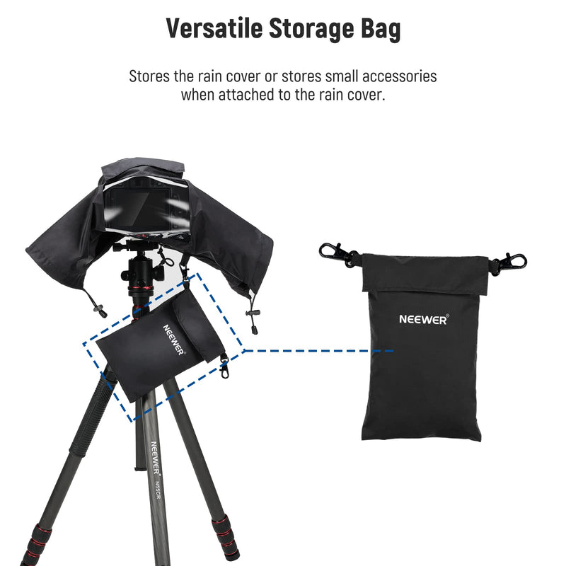 NEEWER Camera Rain Cover, Small Size Durable Nylon Raincoat Compatible with Canon Sony Nikon DSLR Mirrorless Vlog Camera & Lenses Within 200mm, with Sleeves, Drawstrings, Viewing Window, PB003