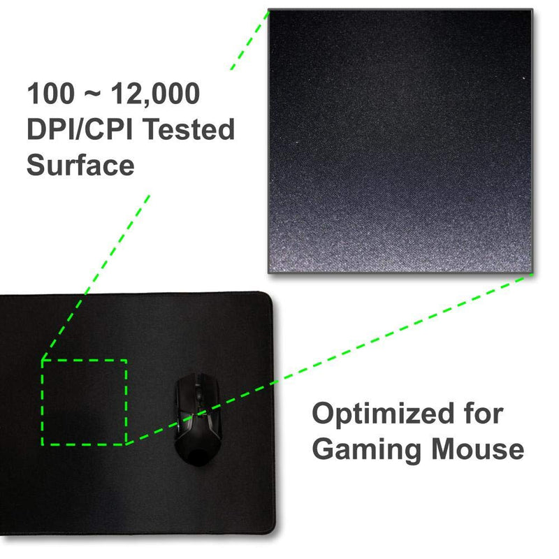 Extended Gaming Mouse Pad - 30.71 x 13.78 in, All DPI Setting, No Logo, Anti-fray Stitched Edges, Non-Slip Rubber Base, Micro-Woven Surface. Large Mouse Pad, Keyboard Mat (Black) by Green2B