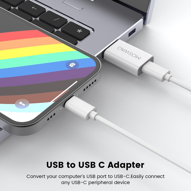 MOSWAG USB-C Female to USB-A Male Adapter 2 Pack White