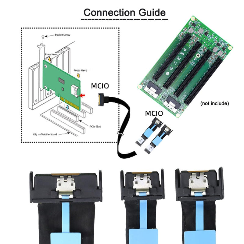 cablecc MCIO PCI-E 5.0 Mini Cool Edge IOSTR PCI-E 8i 74Pin Male to Dual MCIO 38Pin Male Extender Cable 50cm 8x MCIO -dual MCIO 38pin