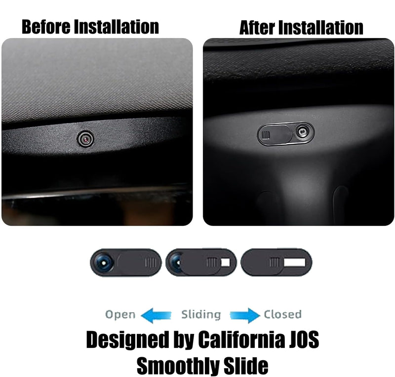 (California Webcam Cover Slide for Tesla Model 3 Y X S Interior Cabin Camera; Ultra-Thin Camera Blocker Protector to Protect Privacy Large Black Oval