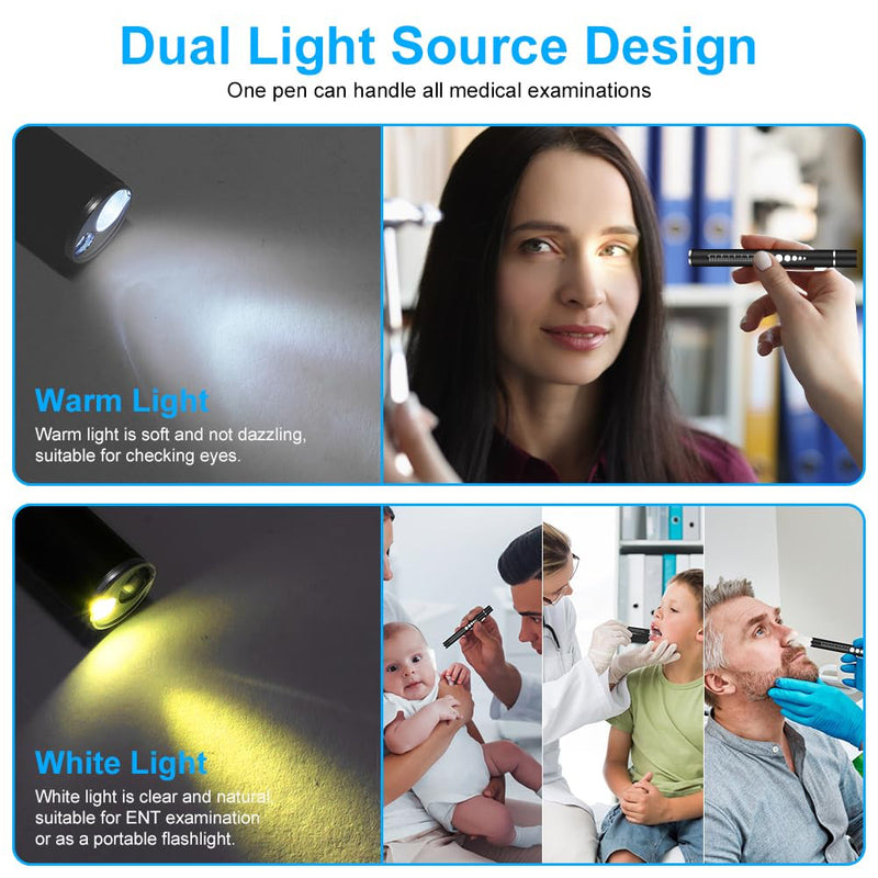 flintronic Pupil Light Medicine, Diagnostic Light Nurse Emergency Service Accessories, with Pupil Meter & Ruler, Rechargeable USB LED Pen Lamp for Nurses, Students, Doctors 1 Piece Black