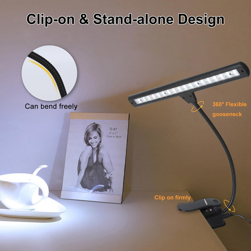 [AUSTRALIA] - Music Stand Light,Clip On Piano Lights 18 LED Orchestra Light Clip On Reading Light,Fully Adjustable No Flicker for Piano,Book Reading, DJ, Craft Work (Powered by AC Adapter AAABatteries) 