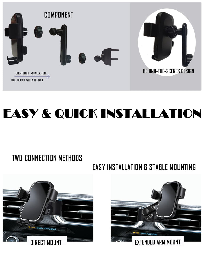 for Ford Mustang Phone Mount 2024-2026 Extension Arm 360° Rotatable | Custom Fit for Mustang, One-Hand Operation, Non-Destructive Installation, Never Blocks Your View, Stable Magnetism, Compact