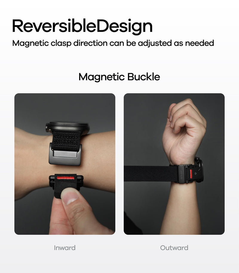 Aulumu C03 Snap Functional Titanium Buckle for Apple Watch Ultra (3/2/1) Nylon Band | Luxury Embossed Texture Knit | Quick-release Design | iWatch Bands for 49/46/45/44MM Black Titanium