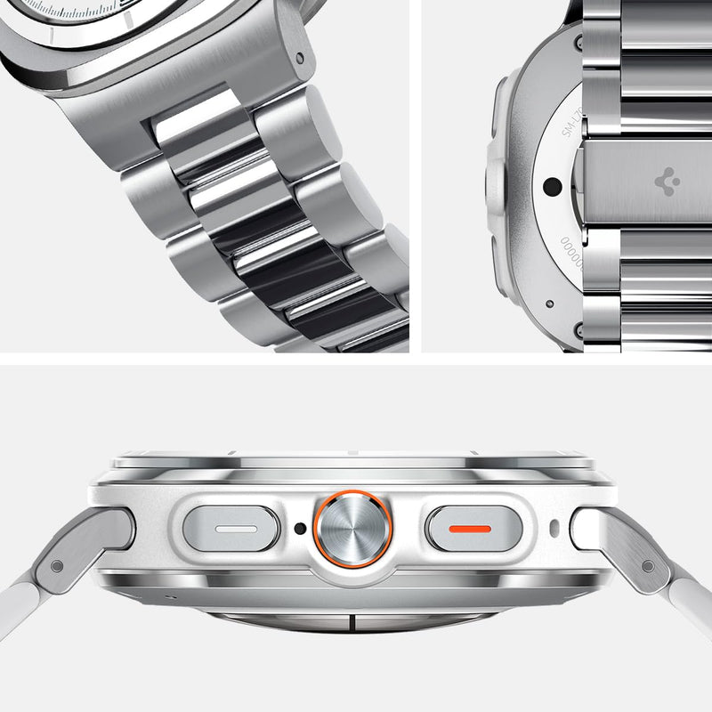 Spigen for Samsung Galaxy Watch Ultra 2/1 Band (2026/2025/2024) | Modern Fit 316L Premium Business Wristband Metal Stainless Steel Adjustable Replacement Men Women Strap Silver