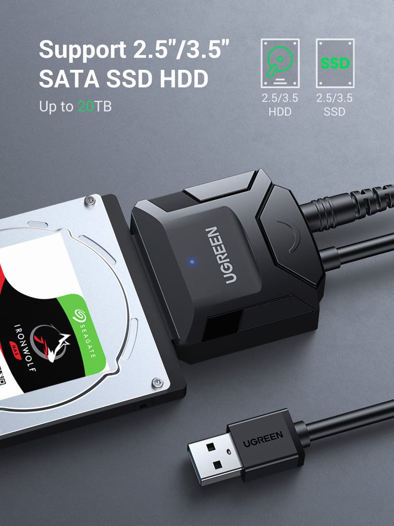 UGREEN SATA to USB 3.0 Adapter Cable for 2.5/3.5-Inch HDD/SSD (Pack of 2) US (Pack of 2)